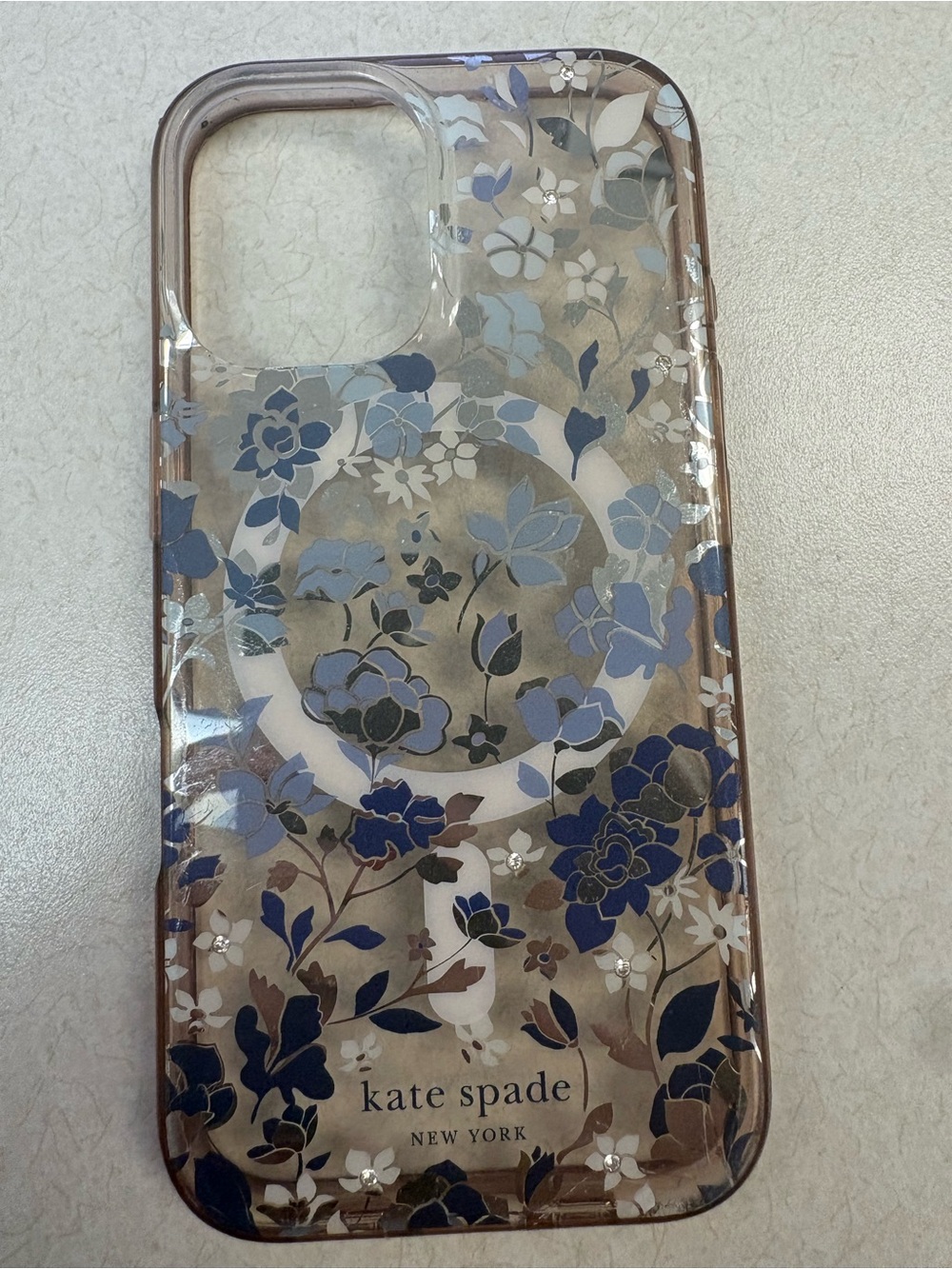 kate spade new york iPhone 16 Case - Flowerbed Blue Gems